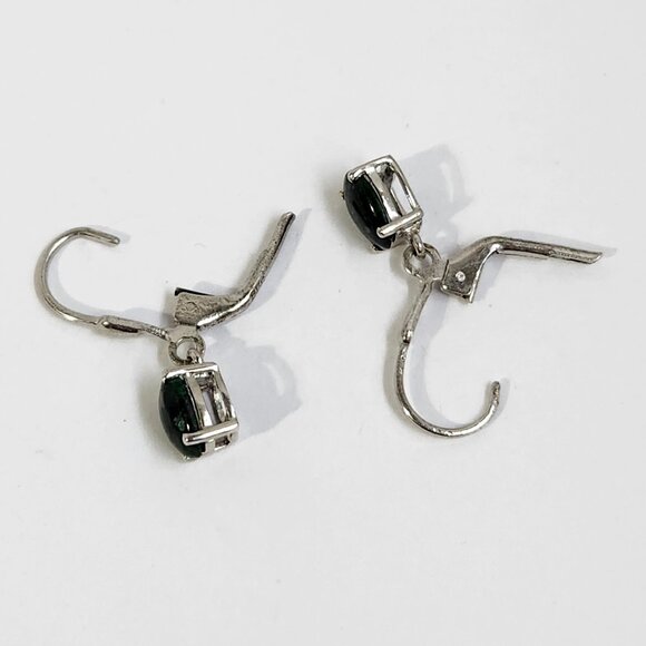 VTG 925 Green Opal Leverback Earrings - Beautiful marble coloring. - Picture 5 of 8